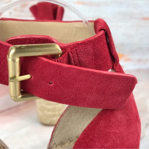 Marc Fisher Adalyn Espadrille Wedge Sandal Red/Natural White - Picture 5 of 8